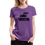Tee For Me Women's Premium T-Shirt (Coffee, Smile, Action!, black text)) - purple