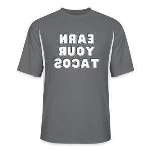 Tee For Me Men’s Cooling Performance Jersey (Earn Your Tacos, white text) - dark gray/white