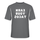 Tee For Me Men’s Cooling Performance Jersey (Earn Your Tacos, white text) - dark gray/white